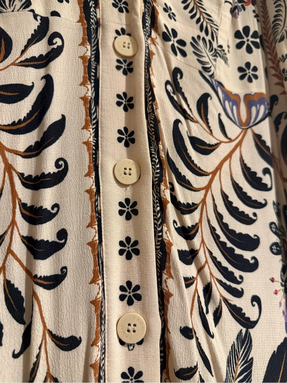 FARM Rio Cream Maxi Dress with Black Botanical Print and Multicolor Accents - Picture 6 of 10